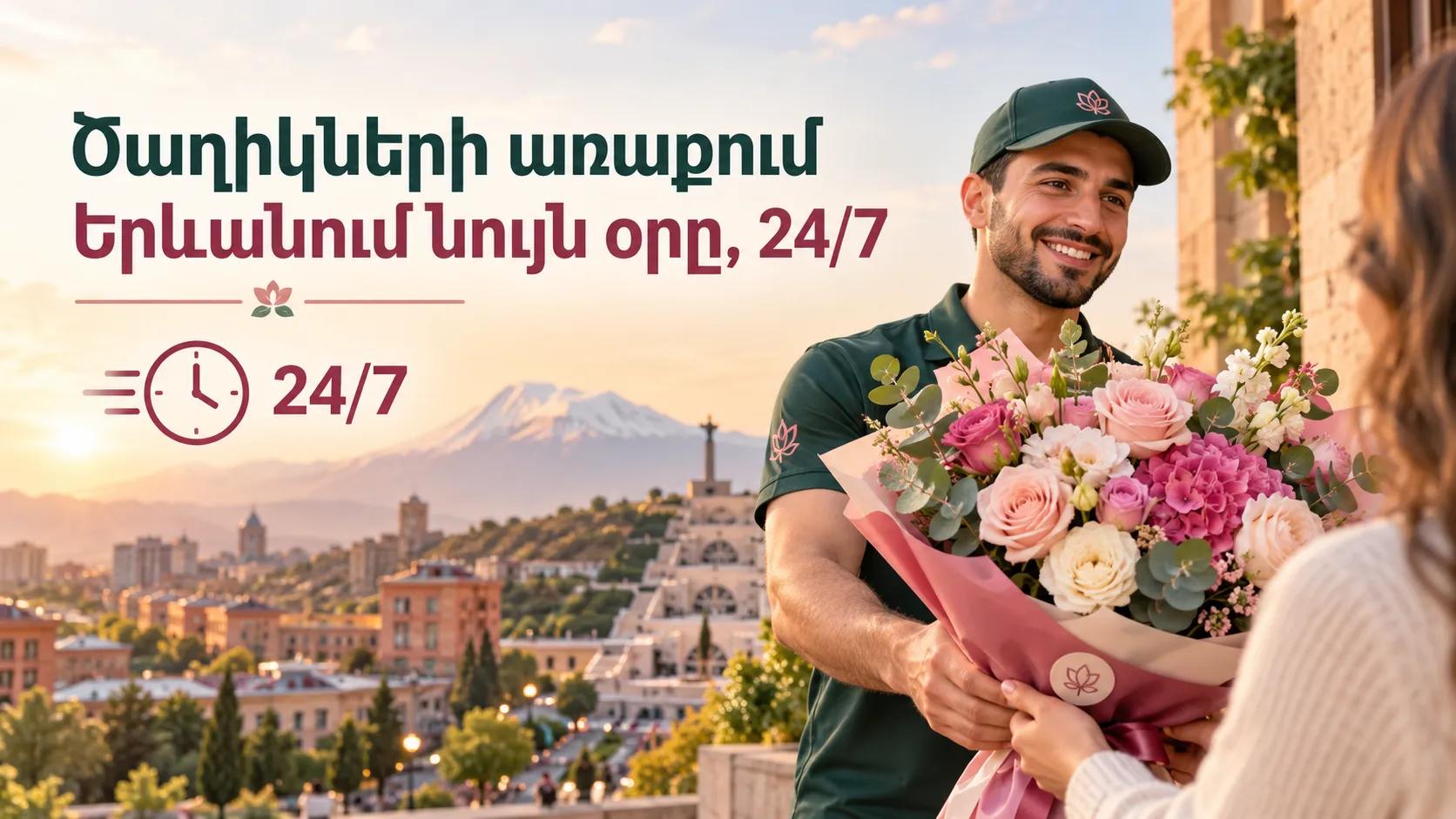 Ծաղիկների առաքում Երևանում նույն օրը, 24/7