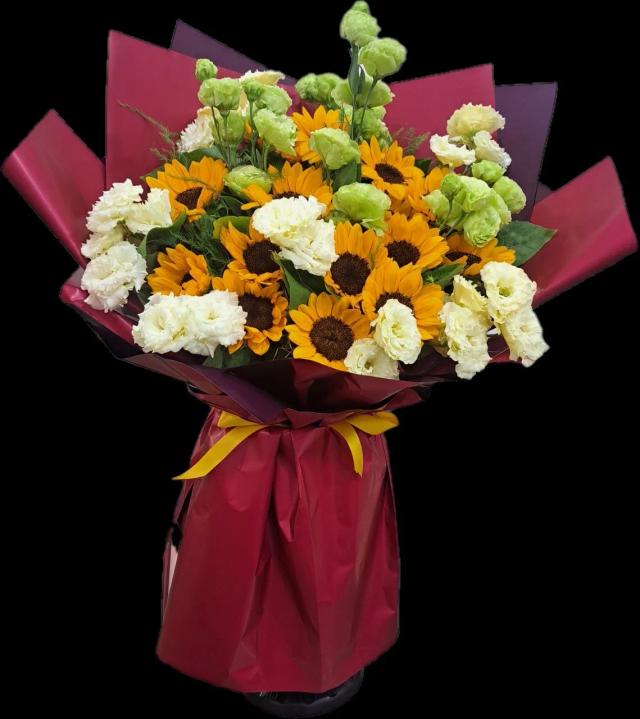 Sunflower and lisianthus in one bunch | ծաղիկներ, ծաղկեպսակներ, բույսեր - առաքում Երևան Sunflower and lisianthus in one bunch | ծաղիկներ, ծաղկեպսակներ, բույսեր - առաքում Երևան