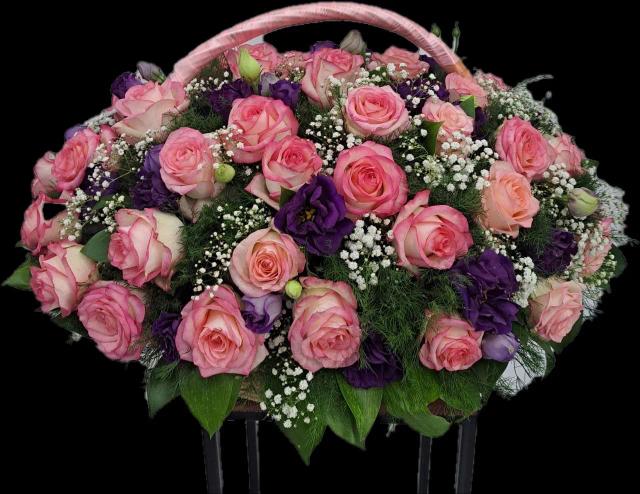 Roses and lisianthus in a basket | ծաղիկներ, ծաղկեպսակներ, բույսեր - առաքում Երևան Roses and lisianthus in a basket | ծաղիկներ, ծաղկեպսակներ, բույսեր - առաքում Երևան